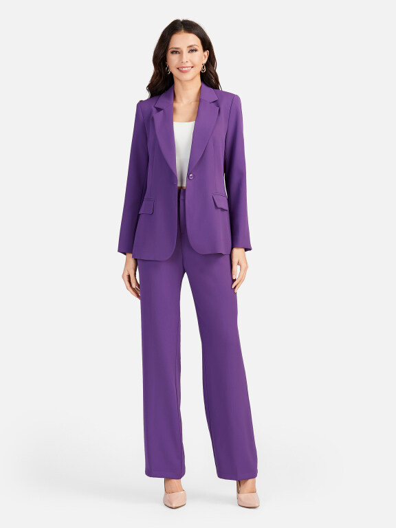 Women's Formal Lapel Plain Flap Pockets Single Breasted Blazer & Suit Pants 2-Piece Suit Sets 4042-4#, Clothing Wholesale Market -LIUHUA, WOMEN, Suits-Blazers
