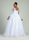 Wholesale Women's Glamorous Embroidery Bateau Neck Beaded Applique Corset Bodice Classic Tulle Wedding Dress 970# - Liuhuamall