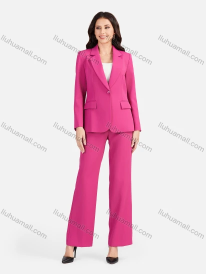Wholesale Women's Formal Lapel Plain Flap Pockets Single Breasted Blazer & Suit Pants 2-Piece Suit Sets 4042-7#