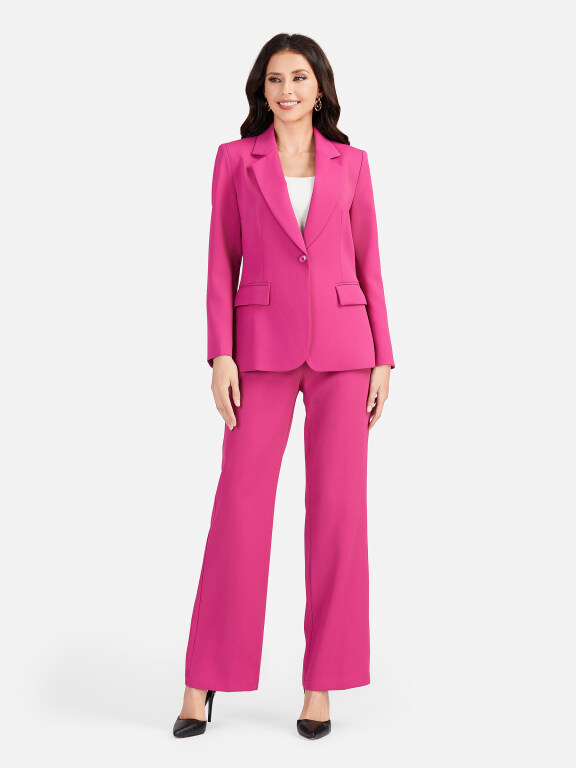 Women's Formal Lapel Plain Flap Pockets Single Breasted Blazer & Suit Pants 2-Piece Suit Sets 4042-7#, Clothing Wholesale Market -LIUHUA, WOMEN, Suits-Blazers