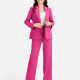 Women's Formal Lapel Plain Flap Pockets Single Breasted Blazer & Suit Pants 2-Piece Suit Sets 4042-7# Hot Pink Clothing Wholesale Market -LIUHUA
