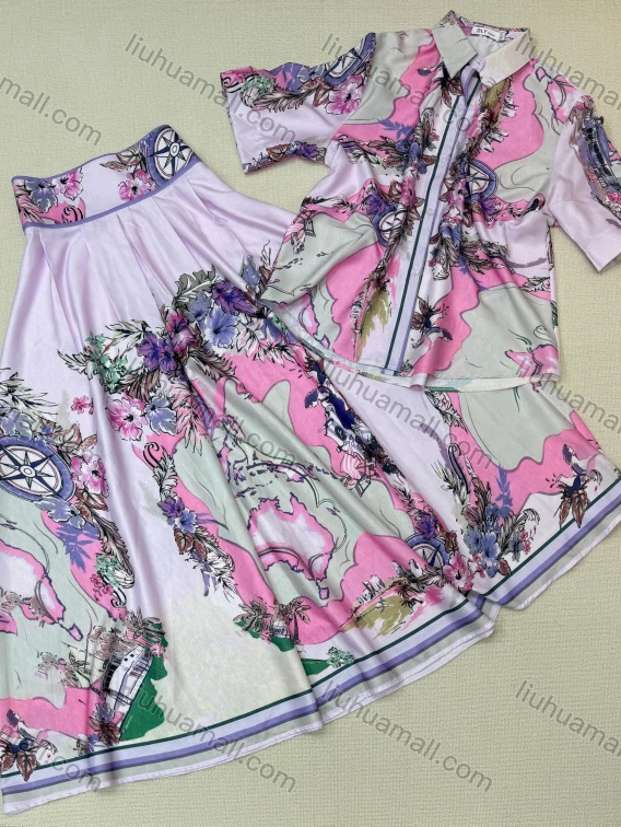 Wholesale Women's Fashion Printed Shirt and Skirt 2-piece Set, Guangzhou Clothing Wholesale Market & China Sourcing - LIUHUAMALL, 
