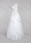 Wholesale Women's Glamorous Embroidery Pearl Decor Round Neck Beaded Corset Bodice Classic Tulle Wedding Dress - Liuhuamall