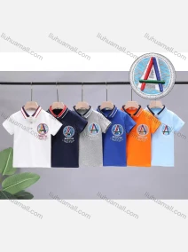 Wholesale Boys Embroidery Letter Graphic Striped Trim Casual Polo Shirt 8816#, LIUHUA CLOTHING WHOLESALE
