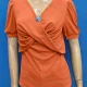 Wholesale Women's Casual V Neck Short Sleeve Twist Ruched Knit Plain Tops 2# Clothing Wholesale Market Liuhua