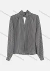Wholesale Women's Elegant Keyhole Neck Long Sleeve Houndstooth Print Blouse 691794# - Liuhuamall