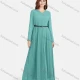 Wholesale Women's Chiffon Plain V Neck Long Sleeve Pleated Dress With Belt 9# Clothing Wholesale Market Liuhua