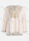 Wholesale Women's Casual Vintage Embroidery Notched Neck Long Sleeve Blouse - Liuhuamall