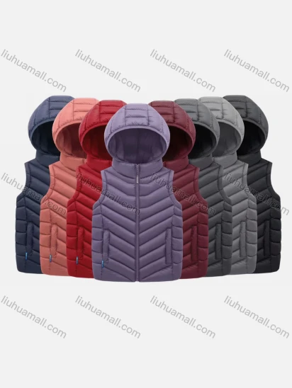 Wholesale Kids Casual Hooded Zipper Pockets Thermal Puffer Jacket Vest