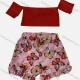 Wholesale Girl's Casual Plain Rib-knit Off Shoulder Tops & Butterfly Print Shorts 2 Piece Set Blue Clothing Wholesale Market Liuhua