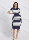 Wholesale Women's Striped Colorblock Slit Hem Rib Knit Dress Wtih Cardigan 2 Piece Set - Liuhuamall