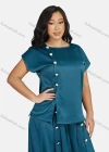 Wholesale Women's Casual Short Sleeve Blouse With Belt & Pleated Skirt 2-Piece Set 9152-1# - Liuhuamall
