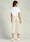 Wholesale Women's Casual Casual Wide Leg Belted Solid Cropped Pants - Liuhuamall