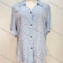 Wholesale Women's Turn-down Collar Floral Buttons Ruffle Detail Curved Hem Blouse preview