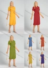 Wholesale Women's Casual Collared Button Front Belted Plain Midi Shirt Dress - Liuhuamall