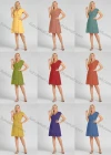 Wholesale Women's V Neck Asymmetrical Button Front Short Dress - Liuhuamall
