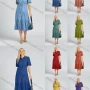 Wholesale Women's High Waist Button Front Layered Hem Short Sleeve Midi Shirt Dress preview