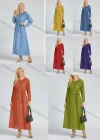 Wholesale Women's Casual Long Sleeve Button Front Plain A-Line Maxi Dress With Belt - Liuhuamall