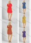 Wholesale Women's Casual Short Sleeve Button Front Belted Plain Short Shirt Dress - Liuhuamall