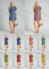 Wholesale Women's High Waist Crew Neck Short Sleeve Mini Dress - Liuhuamall