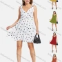 Wholesale Women's Retro Heart Print V Neck Tie Strap Wrap Short Dress preview