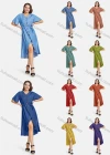 Wholesale Women's Casual V Neck High Low Hem Plain Button Down Midi Dress With Belt - Liuhuamall