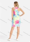 Wholesale Women's Casual Lip & Diamond Graphic Tie Dye Racerback Short Tank Dress - Liuhuamall