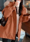 Wholesale Women's Casual Fuzzy Hood Zipper Front Pockets Thermal Parka Coat 906# - Liuhuamall