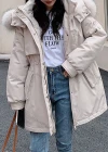 Wholesale Women's Casual Fuzzy Hood Zipper Front Pockets Thermal Parka Coat 906# - Liuhuamall