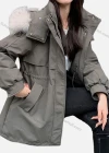 Wholesale Women's Casual Fuzzy Hood Zipper Front Pockets Thermal Parka Coat 906# - Liuhuamall