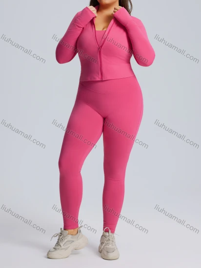 Wholesale Women's Quick-Drying Sportswear High-Elastic Plus Size Yoga Fitness Suit 3-Piece Set