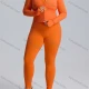 Wholesale Women's Quick-Drying Sportswear High-Elastic Plus Size Yoga Fitness Suit 3-Piece Set Orange Clothing Wholesale Market Liuhua