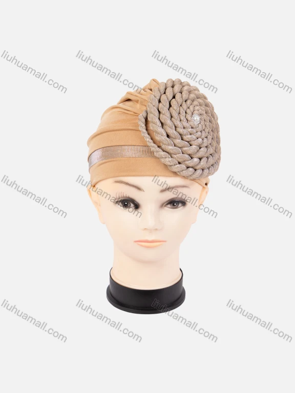 Wholesale Women's Plain Rhinestone Pearl Decro Twist Arabic Muslim Hijab Turban Cap