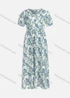 Wholesale Women's Casual Elegant Floral Print V Neck Buttons Front Short Sleeve Maxi Dress Y0090# - Liuhuamall