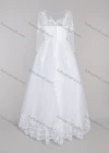Wholesale Women's Glamorous Embroidery Pearl Decor Round Neck Beaded Corset Bodice Classic Tulle Wedding Dress - Liuhuamall