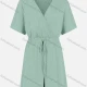 Wholesale Women's Plain V Neck Short Sleeve Drawstring Wrap Romper 20# Clothing Wholesale Market Liuhua