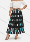 Wholesale Women's Fashion Elastic Waist Striped Pleated Maxi Skirt - Liuhuamall
