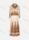 Wholesale Women's Elegant Embroidery Pearl Decor Rhinestone Long Sleeve Ruffle Hem Maxi Dress 98901# - Liuhuamall