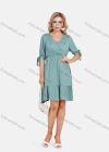 Wholesale Women's Elegant Wrap V Neck A-Line Ruffle Hem Empire Waist Plain Short Dress - Liuhuamall