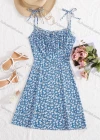 Wholesale Women's Bowknot Spaghetti Strap Lace Up Allover Print Cami Dress - Liuhuamall