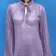 Wholesale Women's Casual Stand Collar Puff Sleeve See Through Eyelash Lace Blouse 11# Clothing Wholesale Market Liuhua