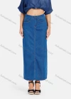 Wholesale Women's High Waist Button Straight Maxi Denim Skirt - Liuhuamall