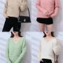 Wholesale Women's Casual V Neck Plain Rib-knit Sweater preview