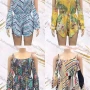 Wholesale Women's Casual Floral & Striped Print Poet Sleeve Cami Romper preview