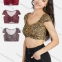 Wholesale Women's Leopard Print Sexy Sweatheart Short Sleeve Crop Top preview