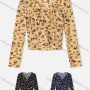 Wholesale Women's V Neck Long Sleeve Crop Casual Allover Letter Wrap Top preview