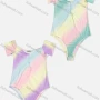 Wholesale Women's Rainbow Ombre Scoop Neck Buckle Short Sleeve Bodysuit preview