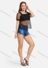 Wholesale Women's Sexy Lace Sleeve Heart Print Perspective Splicing Ruched Blouse - Liuhuamall
