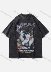 Wholesale Men's Fashion Hip Hop Oversized Crew Neck Short Sleeve Wash Distressed Graphic T-shirt 815# - Liuhuamall