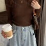 Wholesale Women's Casual Plain Round Neck Long Sleeve Ribbed Knit Sweater Tops 8002# preview